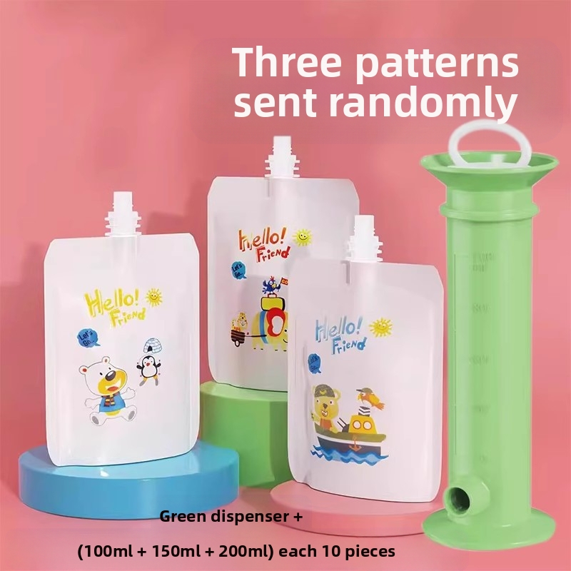 Lihtne süstlatüüpi imikutoidu täiteaine, imikutoidu püree koti jagaja, imikutoidu jagamise vidin