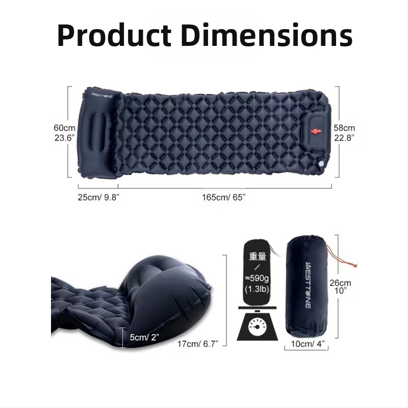J1U.Westtune ülikerge täispuhutav madrats õues kasutamiseks mõeldud telk, magamisalus, paksendatud ja mugav õhkpadi, kaitse ühe inimese eest