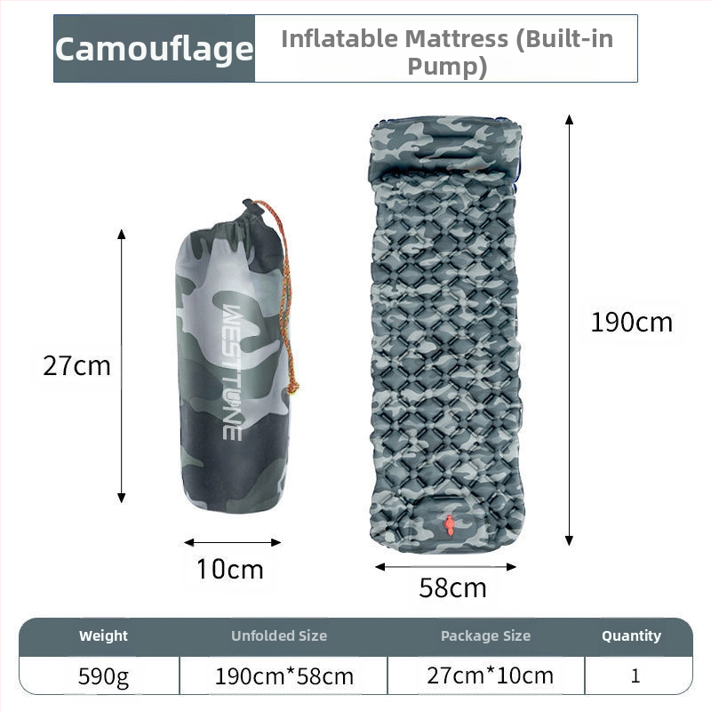 J1U.Westtune ülikerge täispuhutav madrats õues kasutamiseks mõeldud telk, magamisalus, paksendatud ja mugav õhkpadi, kaitse ühe inimese eest