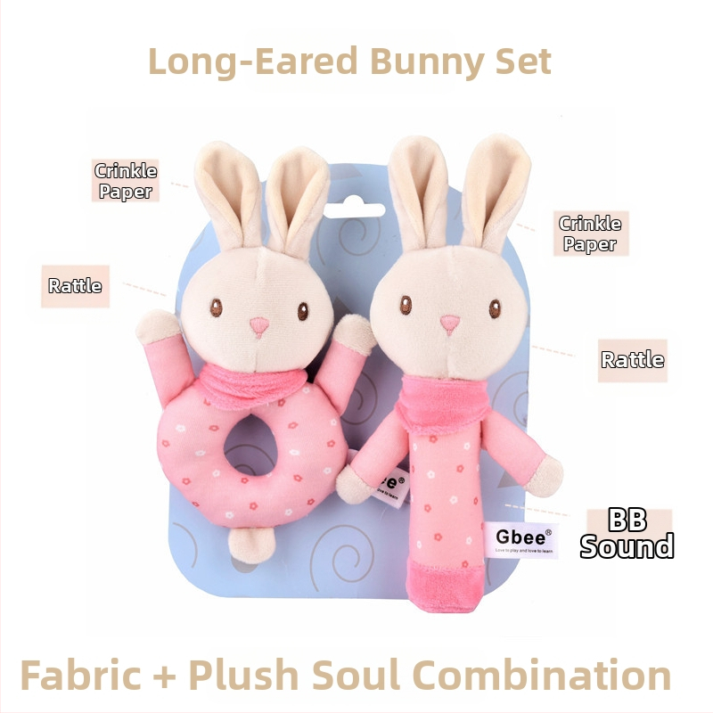 Gbee Нова цветна плетена ръчна дрънкалка за бебета, успокояваща играчка с животински мотив, 0-1 година, плюшена играчка