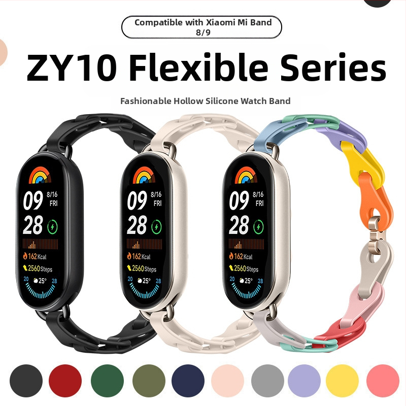 Sobib Xiaomi Mi Band 9 kellarihmale, moodne väljalõigatud käevõru, silikoonist kellarihm, Xiaomi 8 universaalne eramudel, asenduskäepael