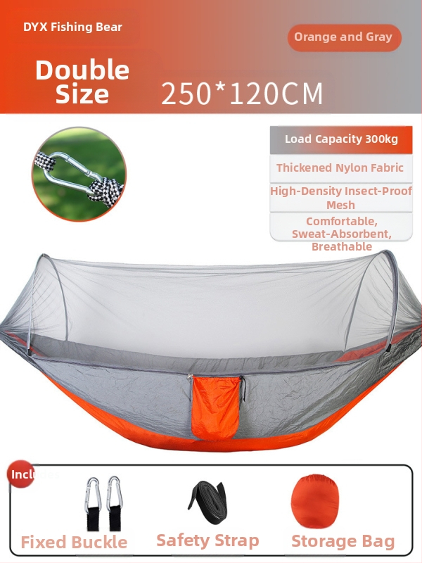 Kempinga šūpuļtīkls āra lietošanai ar pretapgāšanās funkciju, vasaras vienvietīgs un divvietīgs kempinga artefakts ar moskītu tīklu, mājsaimniecības šūpuļtīkls pret odiem