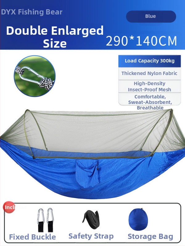 Kempinga šūpuļtīkls āra lietošanai ar pretapgāšanās funkciju, vasaras vienvietīgs un divvietīgs kempinga artefakts ar moskītu tīklu, mājsaimniecības šūpuļtīkls pret odiem