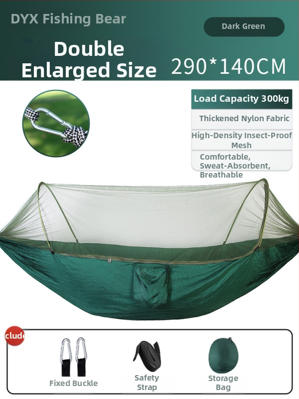 Kempinga šūpuļtīkls āra lietošanai ar pretapgāšanās funkciju, vasaras vienvietīgs un divvietīgs kempinga artefakts ar moskītu tīklu, mājsaimniecības šūpuļtīkls pret odiem