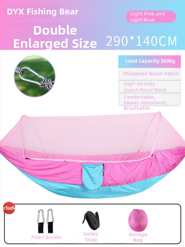 Kempinga šūpuļtīkls āra lietošanai ar pretapgāšanās funkciju, vasaras vienvietīgs un divvietīgs kempinga artefakts ar moskītu tīklu, mājsaimniecības šūpuļtīkls pret odiem