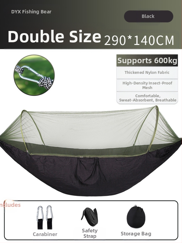 Kempinga šūpuļtīkls āra lietošanai ar pretapgāšanās funkciju, vasaras vienvietīgs un divvietīgs kempinga artefakts ar moskītu tīklu, mājsaimniecības šūpuļtīkls pret odiem