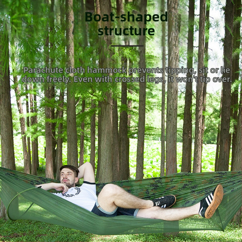 Къмпинг хамак, открит, против преобръщане, летен единичен и двоен къмпинг артефакт с мрежа против комари, домашен хамак против комари