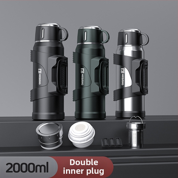 Termosas 316 Lauko didelės talpos termosas Nešiojamas termosas Automobiliui su arbatos dėžutės filtru Arbatos termosas