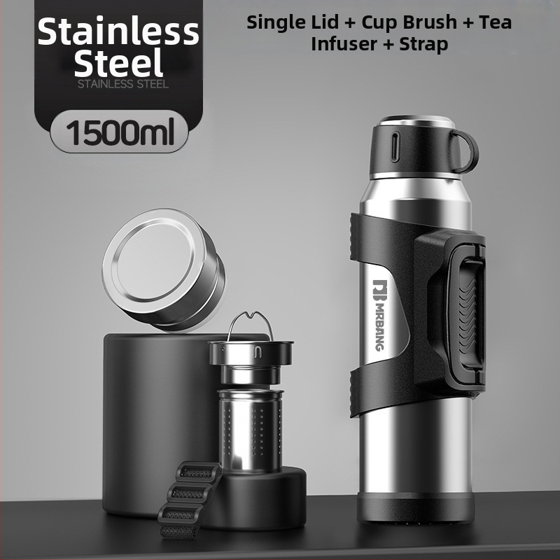 Termosas 316 Lauko didelės talpos termosas Nešiojamas termosas Automobiliui su arbatos dėžutės filtru Arbatos termosas