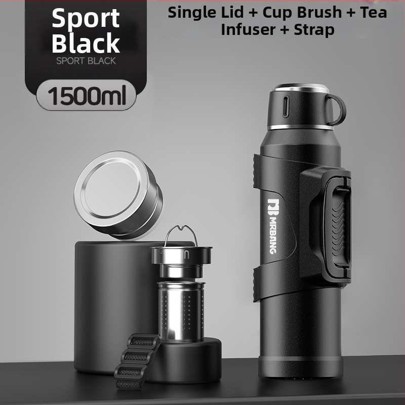 Termosas 316 Lauko didelės talpos termosas Nešiojamas termosas Automobiliui su arbatos dėžutės filtru Arbatos termosas