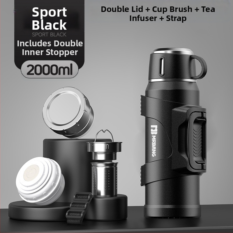 Termosas 316 Lauko didelės talpos termosas Nešiojamas termosas Automobiliui su arbatos dėžutės filtru Arbatos termosas