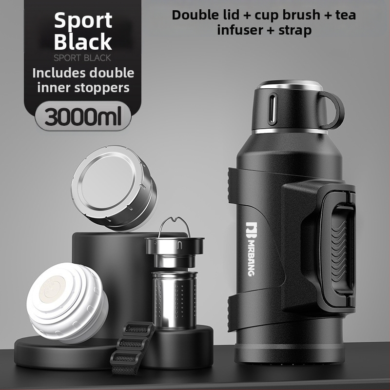 Termosas 316 Lauko didelės talpos termosas Nešiojamas termosas Automobiliui su arbatos dėžutės filtru Arbatos termosas