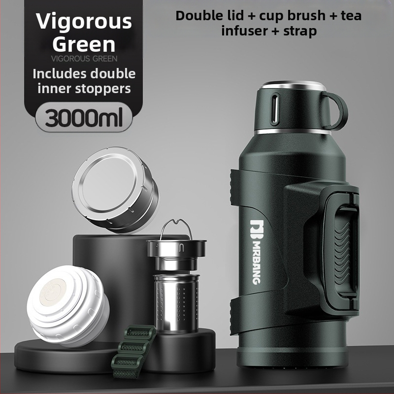 Termosas 316 Lauko didelės talpos termosas Nešiojamas termosas Automobiliui su arbatos dėžutės filtru Arbatos termosas