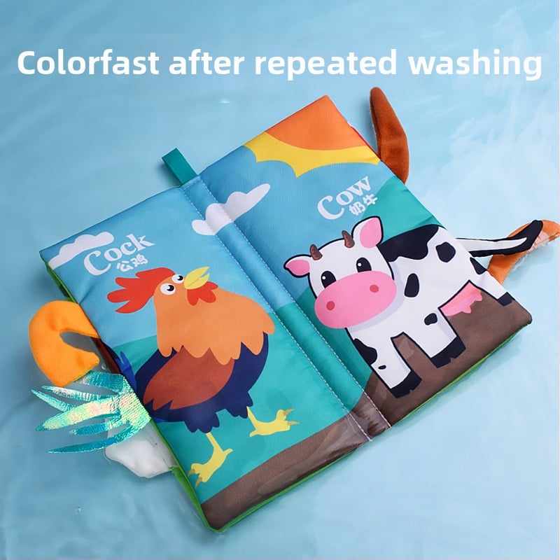 Трансгранична детска книжка с опашка от плат, образователна играчка, книга, която не може да се разкъса, бебешка книжка с кърпа, пръстен, хартия, книга за просвещение, играчки за ранно образование