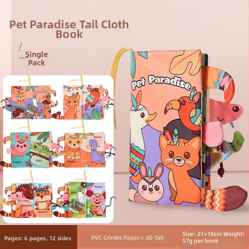 Tarpvalstybinė vaikų uodegos audinio knyga, edukacinė žaislų knyga, negali suplėšyti kūdikio audinio knygos žiedo popieriaus, nušvitimo knyga, ankstyvojo ugdymo žaislai