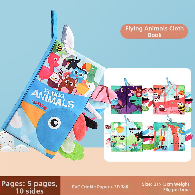 Tarpvalstybinė vaikų uodegos audinio knyga, edukacinė žaislų knyga, negali suplėšyti kūdikio audinio knygos žiedo popieriaus, nušvitimo knyga, ankstyvojo ugdymo žaislai