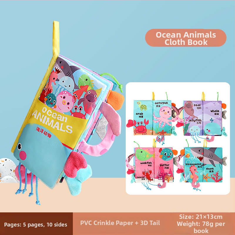 Tarpvalstybinė vaikų uodegos audinio knyga, edukacinė žaislų knyga, negali suplėšyti kūdikio audinio knygos žiedo popieriaus, nušvitimo knyga, ankstyvojo ugdymo žaislai