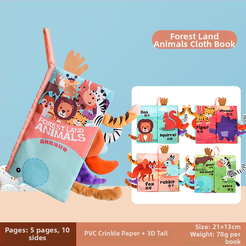 Tarpvalstybinė vaikų uodegos audinio knyga, edukacinė žaislų knyga, negali suplėšyti kūdikio audinio knygos žiedo popieriaus, nušvitimo knyga, ankstyvojo ugdymo žaislai