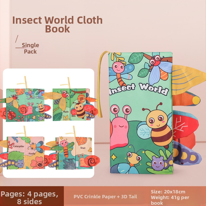 Tarpvalstybinė vaikų uodegos audinio knyga, edukacinė žaislų knyga, negali suplėšyti kūdikio audinio knygos žiedo popieriaus, nušvitimo knyga, ankstyvojo ugdymo žaislai