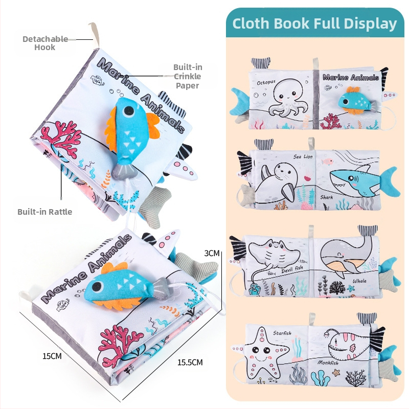 Tarpvalstybinė vaikų uodegos audinio knyga, edukacinė žaislų knyga, negali suplėšyti kūdikio audinio knygos žiedo popieriaus, nušvitimo knyga, ankstyvojo ugdymo žaislai