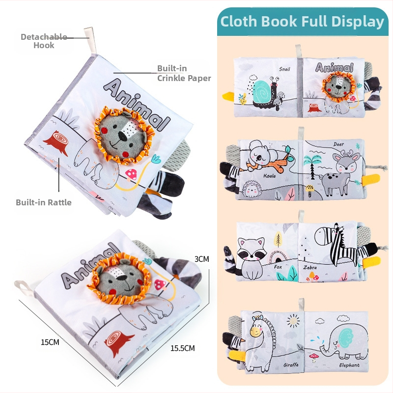 Tarpvalstybinė vaikų uodegos audinio knyga, edukacinė žaislų knyga, negali suplėšyti kūdikio audinio knygos žiedo popieriaus, nušvitimo knyga, ankstyvojo ugdymo žaislai