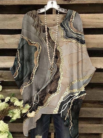 Γυναικεία Ρούχα για μεγάλα μεγέθη, Ευρωπαϊκή και Αμερικανική, Διασυνοριακή, 100,00 κιλά, παχουλό κορίτσι, Ριχτό T-shirt, Γυναικείο Μπλούζα με Μανίκια και Νυχτερίδα, για Γυναικεία Ρούχα, Αντιγηραντική Μπλούζα