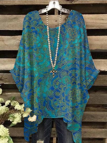 Γυναικεία Ρούχα για μεγάλα μεγέθη, Ευρωπαϊκή και Αμερικανική, Διασυνοριακή, 100,00 κιλά, παχουλό κορίτσι, Ριχτό T-shirt, Γυναικείο Μπλούζα με Μανίκια και Νυχτερίδα, για Γυναικεία Ρούχα, Αντιγηραντική Μπλούζα