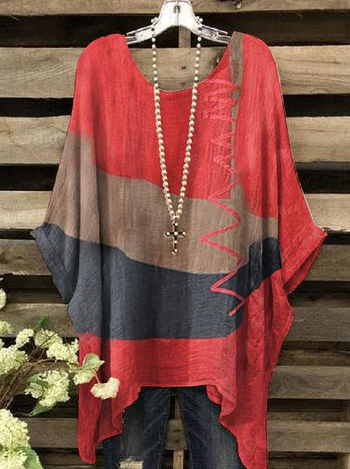 Γυναικεία Ρούχα για μεγάλα μεγέθη, Ευρωπαϊκή και Αμερικανική, Διασυνοριακή, 100,00 κιλά, παχουλό κορίτσι, Ριχτό T-shirt, Γυναικείο Μπλούζα με Μανίκια και Νυχτερίδα, για Γυναικεία Ρούχα, Αντιγηραντική Μπλούζα