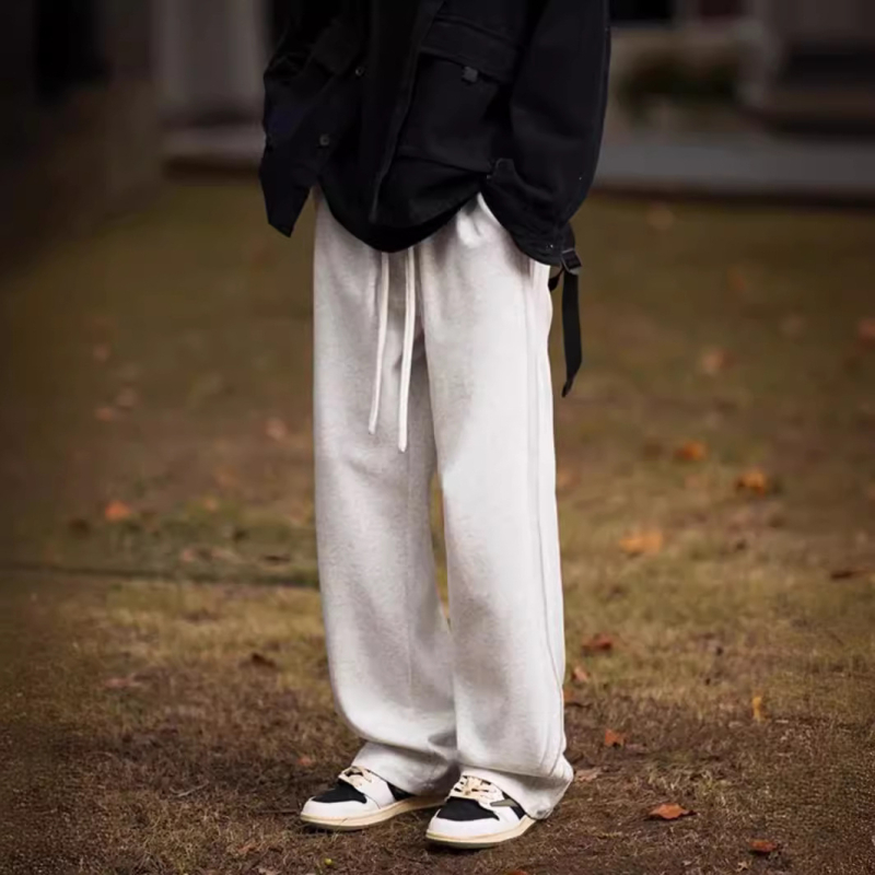 Meeste rasked dressipüksid sügiseks ja talveks, uued, trendikad, laiad, sportlikud püksid, lahtised, universaalsed, sirged, paksendatud, vabaaja