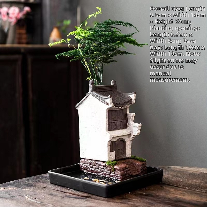 Декорация от бамбукови саксии за цветя в ретро стил, креативна зелена саксия за цветя в аквариум, пейзажна декорация за домашен офис