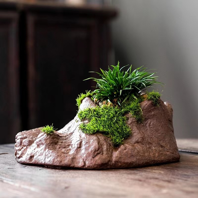 Декорация от бамбукови саксии за цветя в ретро стил, креативна зелена саксия за цветя в аквариум, пейзажна декорация за домашен офис