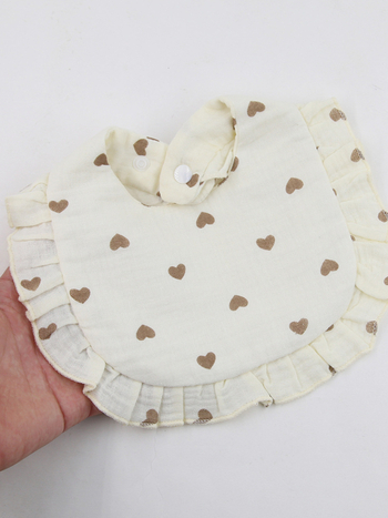 Бебешки лигавник с волани, памучен марлев, дантелен, в стил „инс“