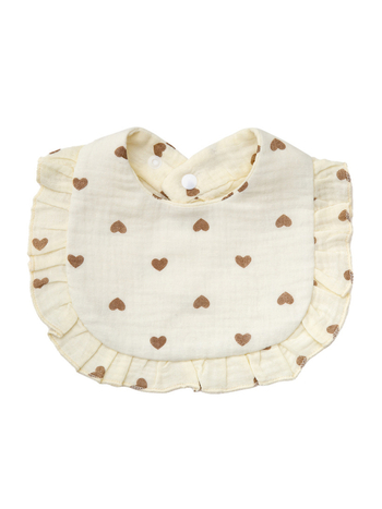 Бебешки лигавник с волани, памучен марлев, дантелен, в стил „инс“