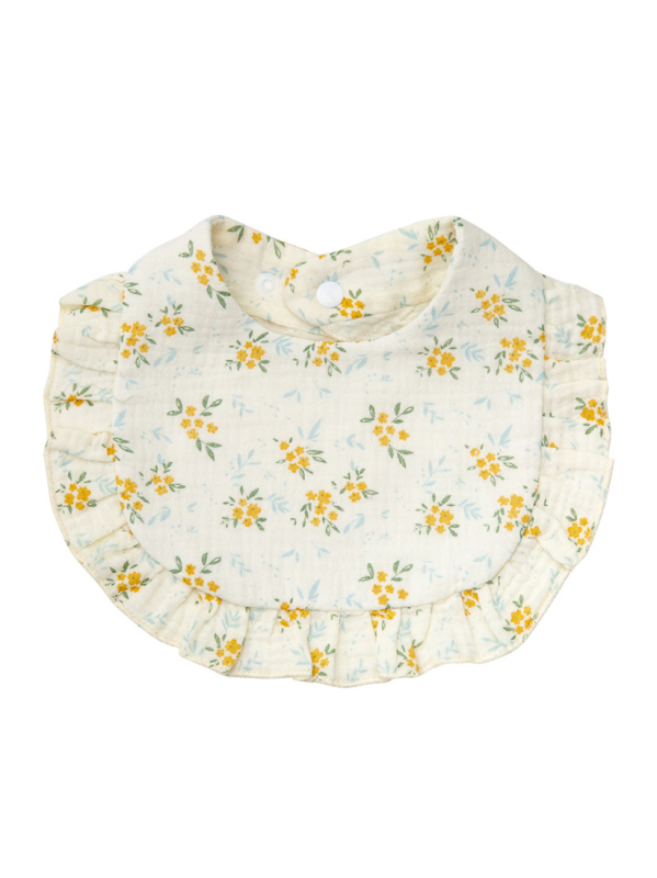 Бебешки лигавник с волани, памучен марлев, дантелен, в стил „инс“