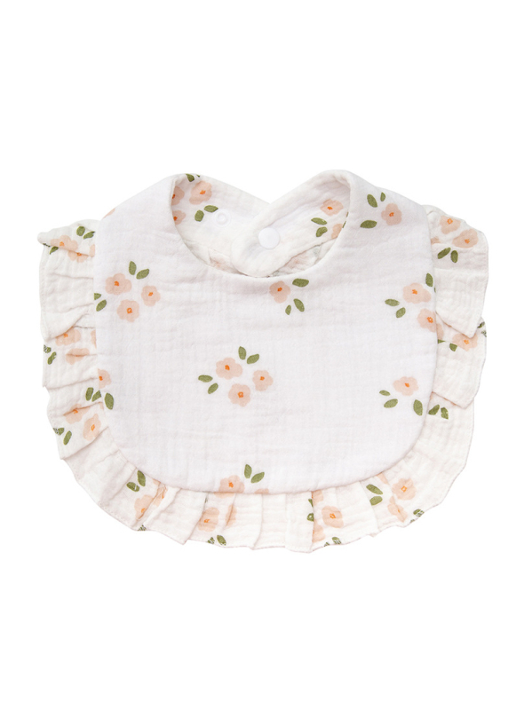 Бебешки лигавник с волани, памучен марлев, дантелен, в стил „инс“