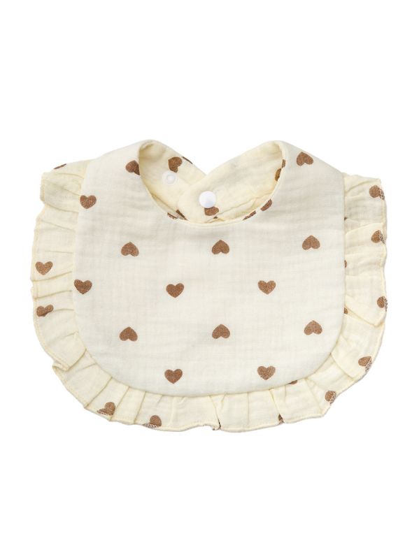 Бебешки лигавник с волани, памучен марлев, дантелен, в стил „инс“