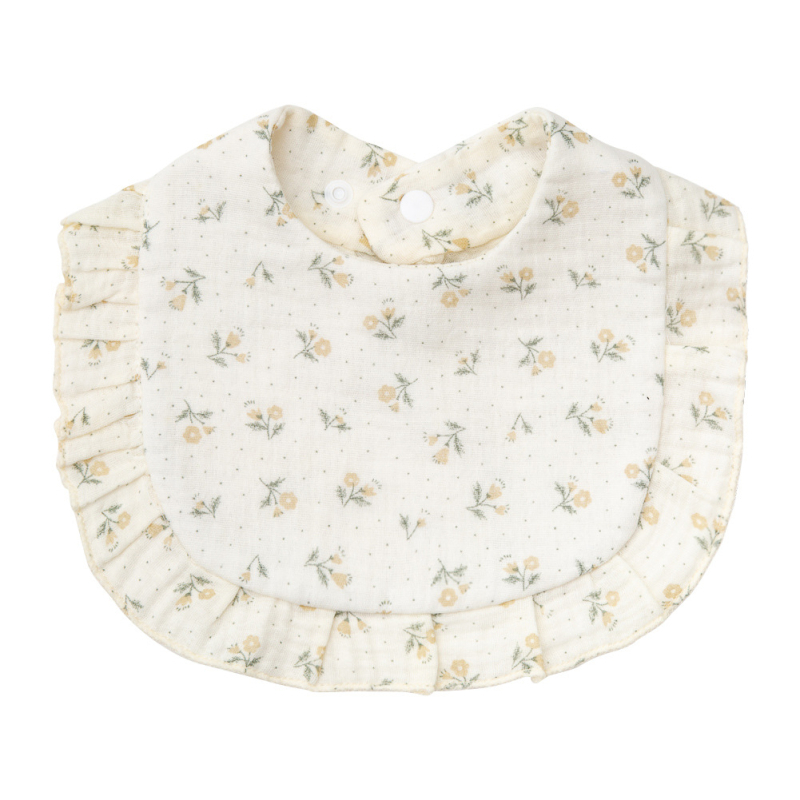 Бебешки лигавник с волани, памучен марлев, дантелен, в стил „инс“