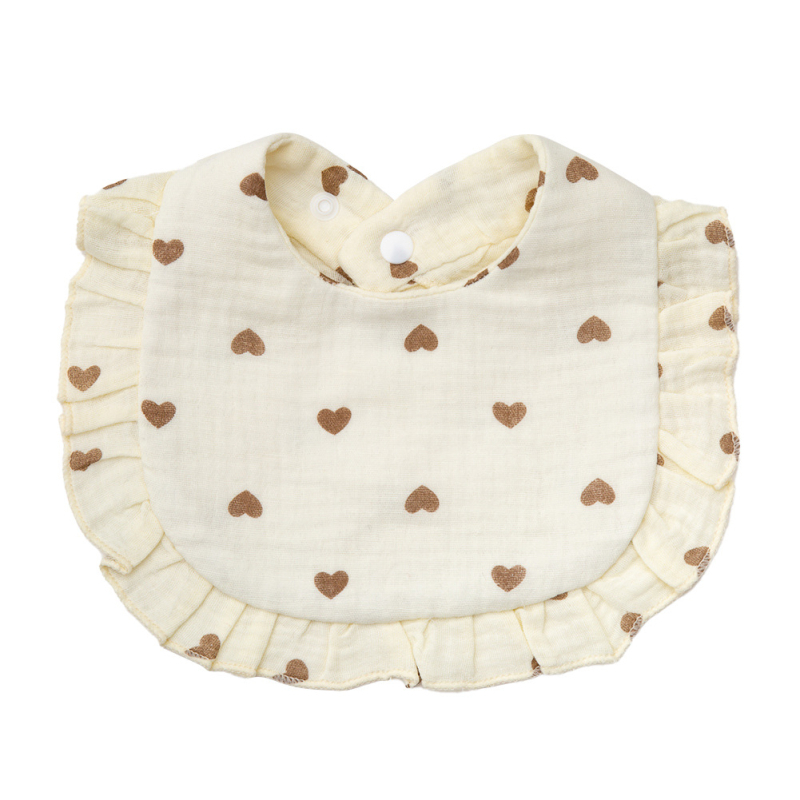 Бебешки лигавник с волани, памучен марлев, дантелен, в стил „инс“