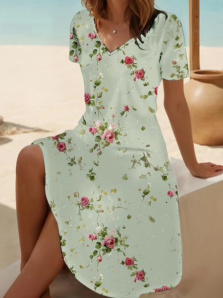 Euroopa ja Ameerika piiriülene uus sõltumatu jaama 3D-prinditud naiste prantsuse moodne V-kaelusega pühade suvekleit