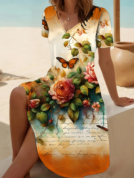 Euroopa ja Ameerika piiriülene uus sõltumatu jaama 3D-prinditud naiste prantsuse moodne V-kaelusega pühade suvekleit