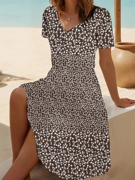 Euroopa ja Ameerika piiriülene uus sõltumatu jaama 3D-prinditud naiste prantsuse moodne V-kaelusega pühade suvekleit