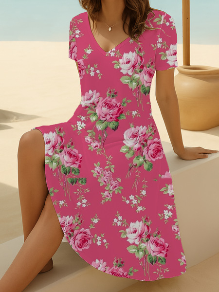 Euroopa ja Ameerika piiriülene uus sõltumatu jaama 3D-prinditud naiste prantsuse moodne V-kaelusega pühade suvekleit