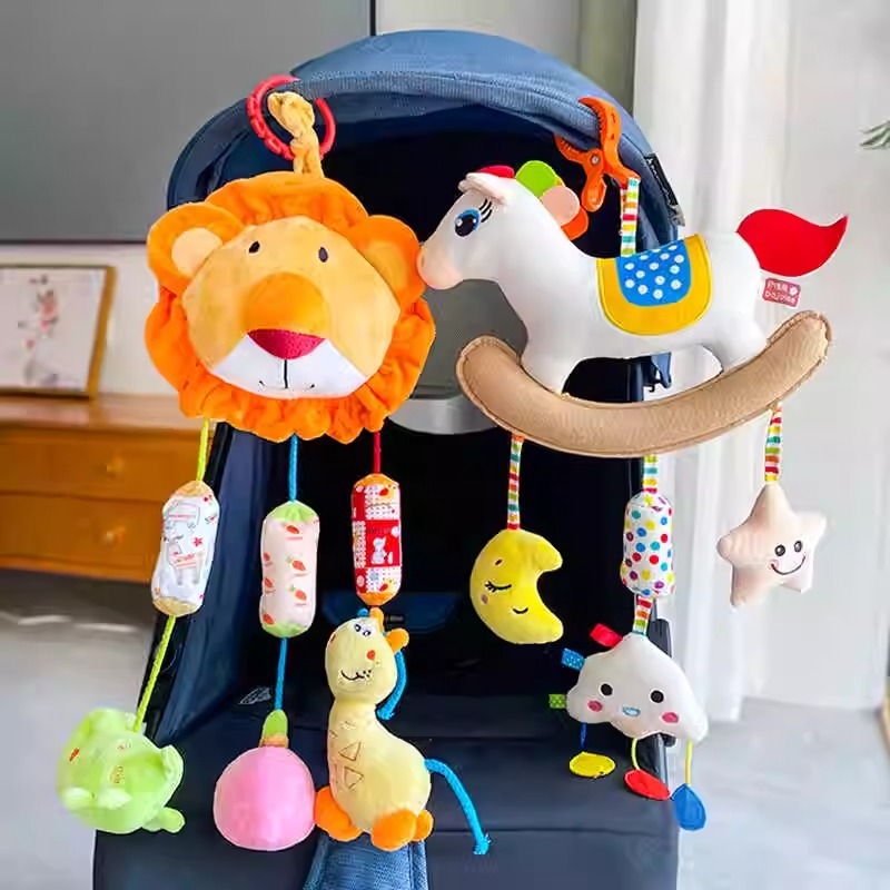 Beijiali kūdikio žaislas pliušinis patogus kūdikio lovos varpelis barškutis automobilio saugos kėdutė pakabinamas vėjo varpelis