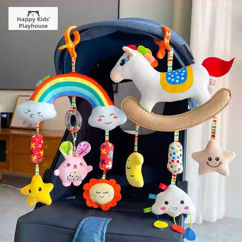 Beijiali kūdikio žaislas pliušinis patogus kūdikio lovos varpelis barškutis automobilio saugos kėdutė pakabinamas vėjo varpelis