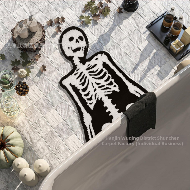 Piiriülene Halloweeni naljaka kujuga kašmiirist vannitoa libisemiskindel matt, koomiksiga sissepääsu uksematt, Temu dropshipping põrandamatt