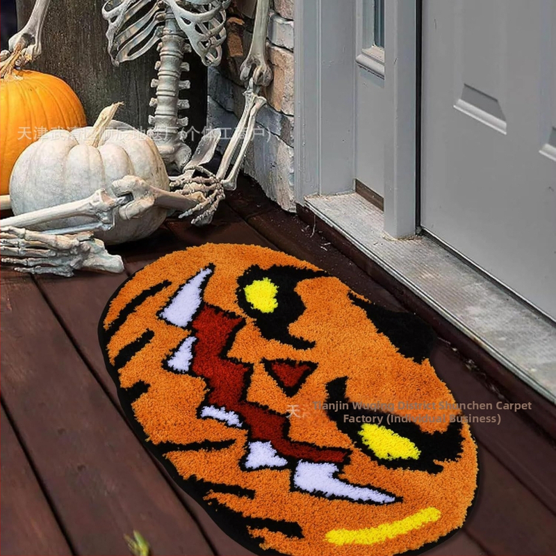 Piiriülene Halloweeni naljaka kujuga kašmiirist vannitoa libisemiskindel matt, koomiksiga sissepääsu uksematt, Temu dropshipping põrandamatt