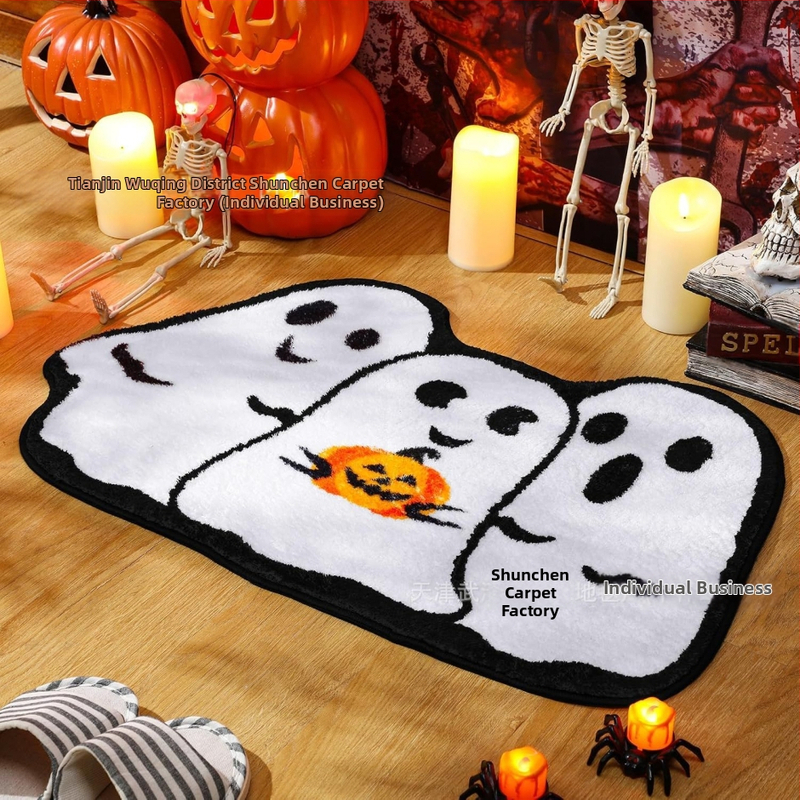 Piiriülene Halloweeni naljaka kujuga kašmiirist vannitoa libisemiskindel matt, koomiksiga sissepääsu uksematt, Temu dropshipping põrandamatt