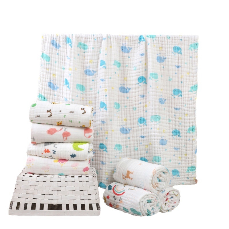 Didmeninė prekyba darželio vaikams skirtais rankšluosčiais, dengtais marlės raštu, vaikiška antklode, dengta kūdikio animacinių filmukų maišeliu