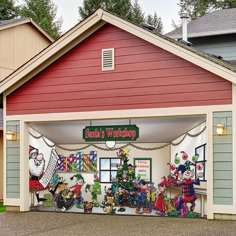 Kalėdiniai lauko garažai puošia foną, audinį, šventinę atmosferą, gobelenus, tarpvalstybinį šaltinį, „Amazon“ sprogimus