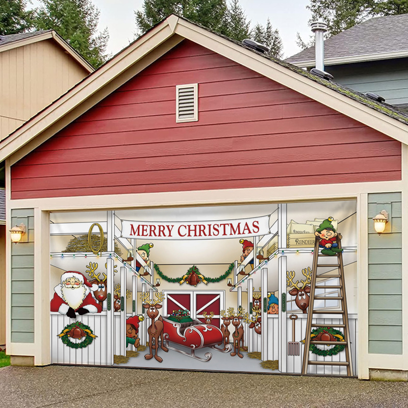 Kalėdiniai lauko garažai puošia foną, audinį, šventinę atmosferą, gobelenus, tarpvalstybinį šaltinį, „Amazon“ sprogimus